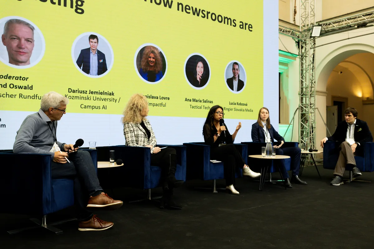 Panel discussion on how newsrooms are responding to AI at the News Impact Summit